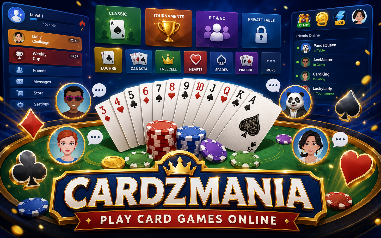 CardzMania — browser game website preview