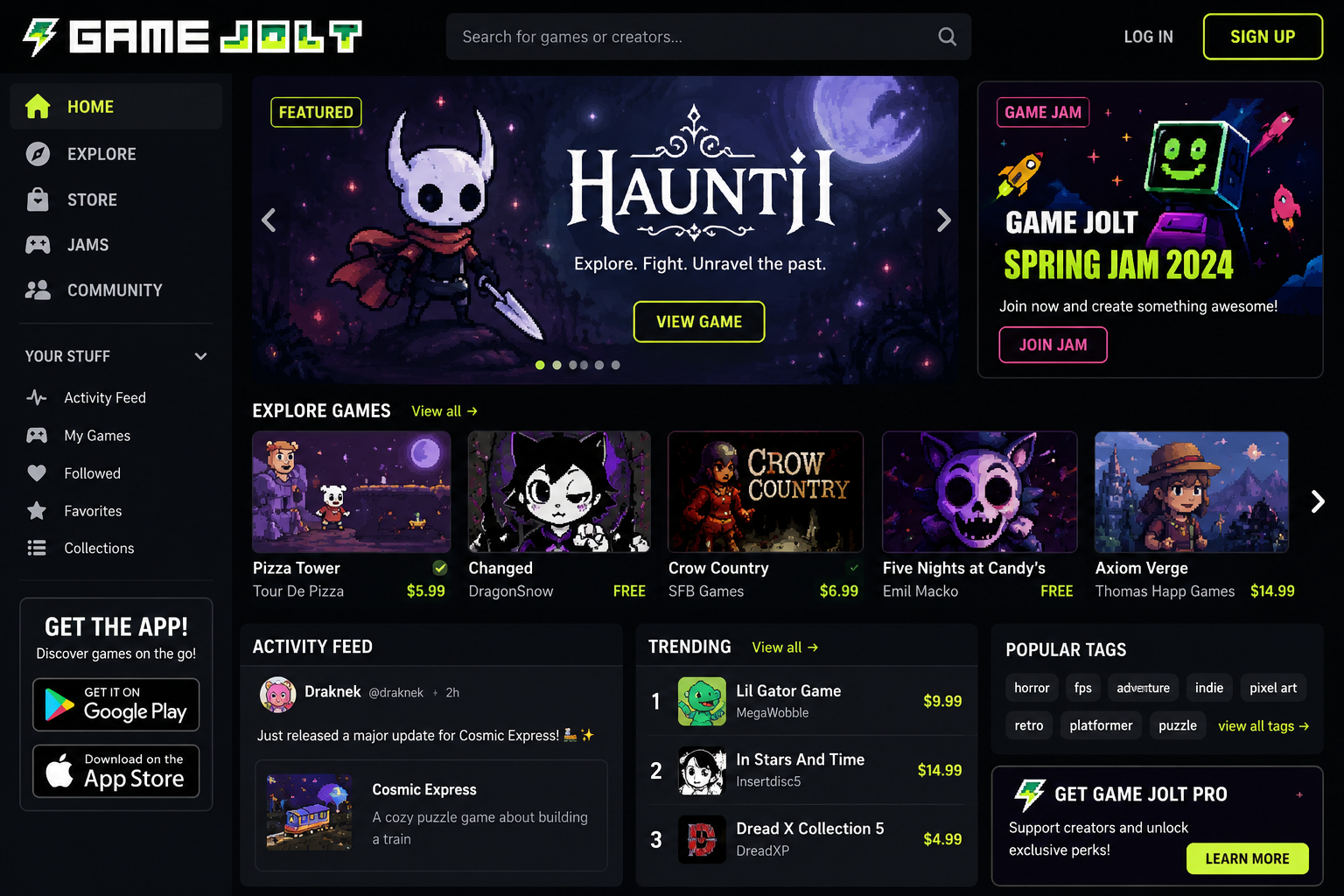 GameJolt — browser game website preview