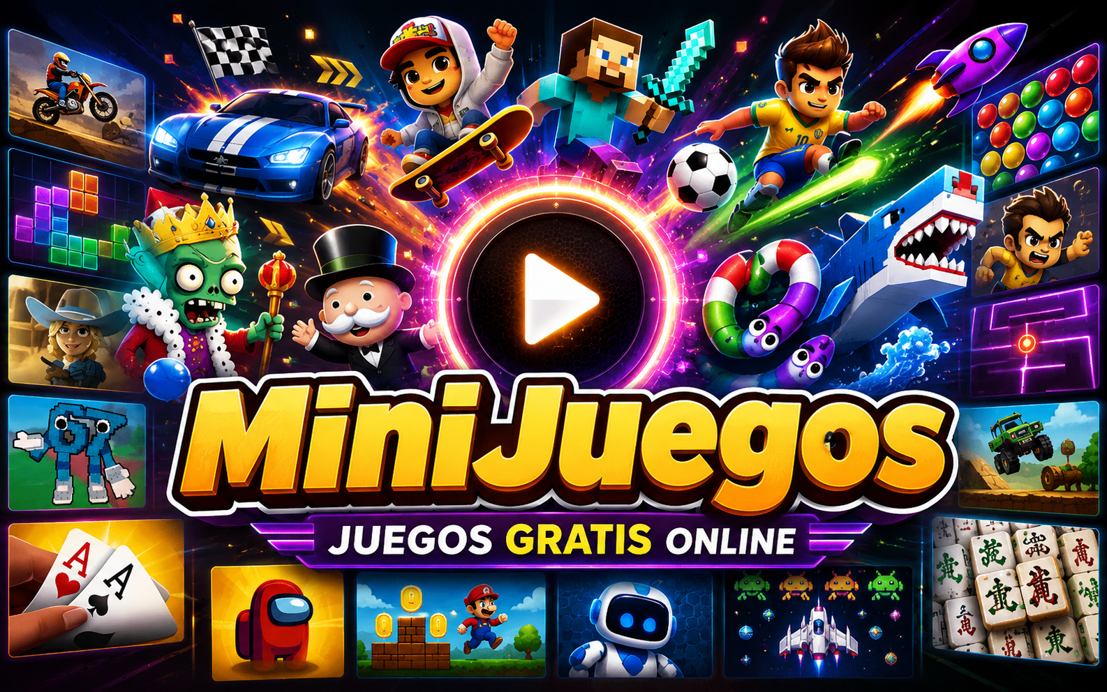 MiniJuegos — browser game website preview