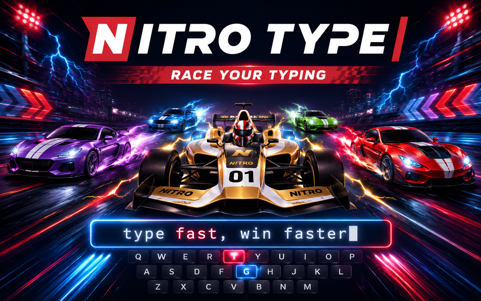 Nitrotype — browser game website preview