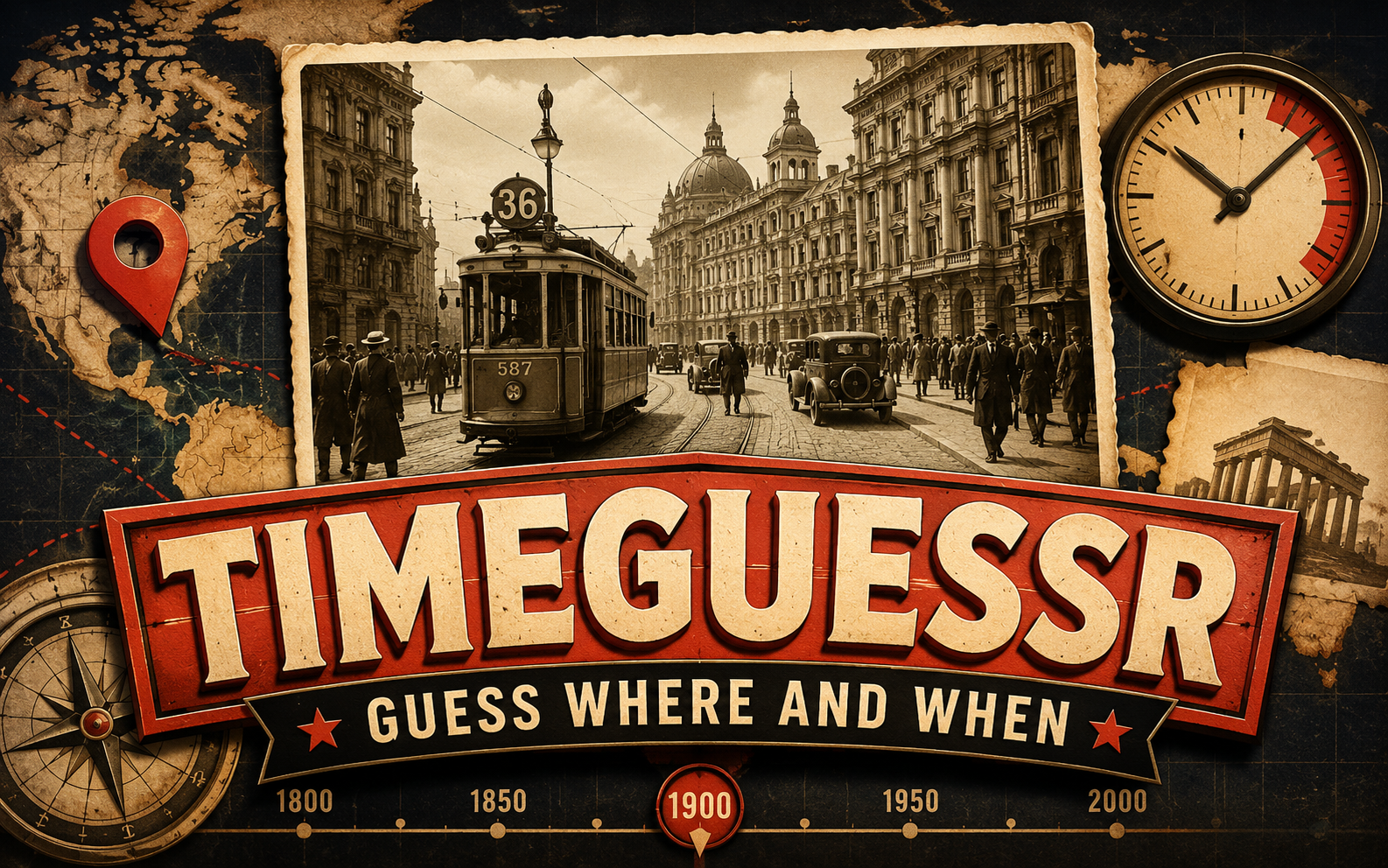 Timeguessr — browser game website preview